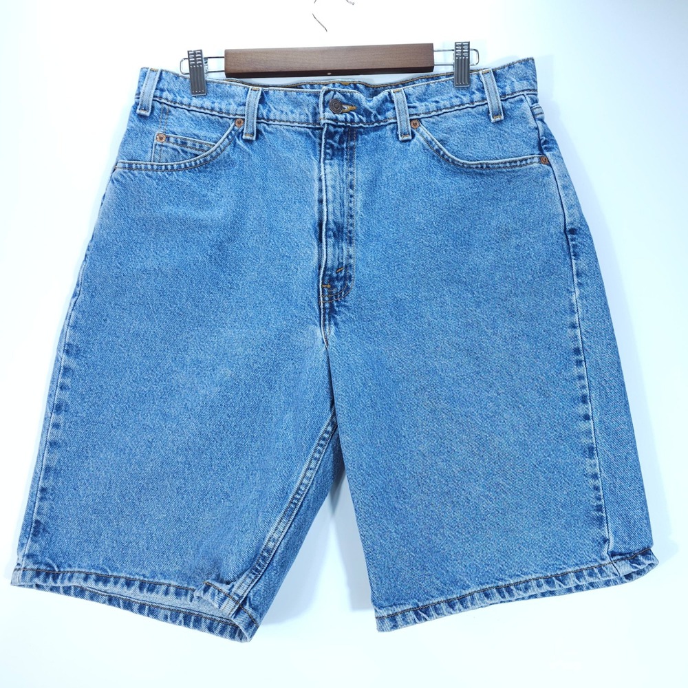 Vintage Levisโ 550 Shorts Mens 36 Blue Orange Tab Relaxed Fit Denim Streetwear